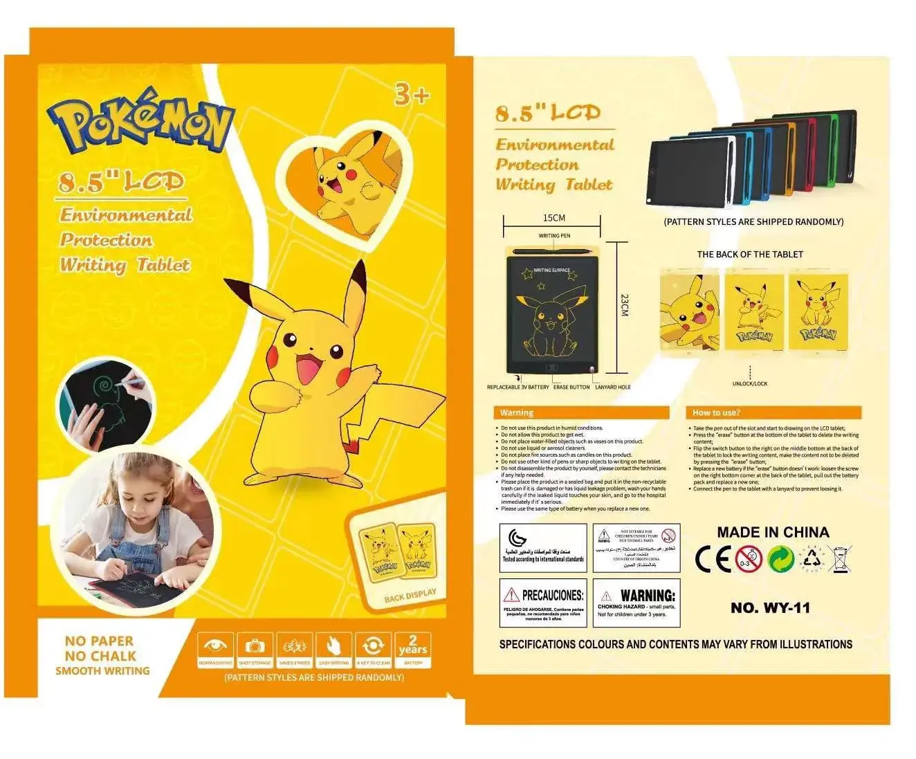 Tablet LCD 8,5" Pikachu Pokémon Writing Tablet 3+