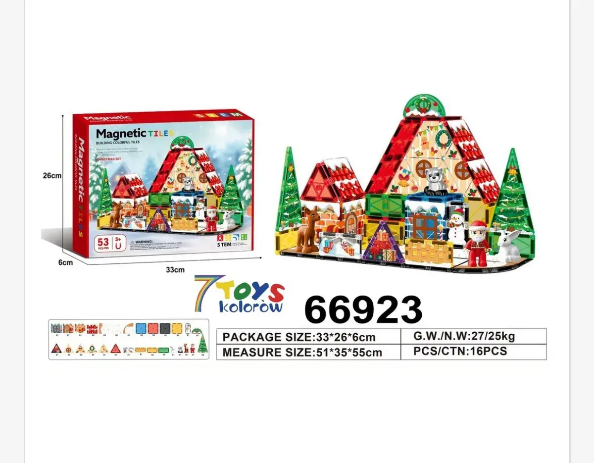 Klocki Magnetic Tiles Zestaw Świąteczny 53 elementy 3+