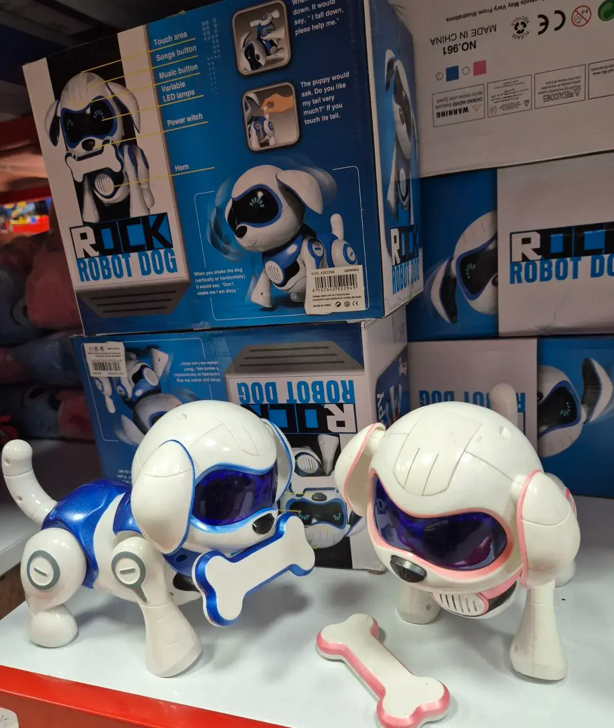 Elektryczny robot pies Rock Dog niebieski/biały