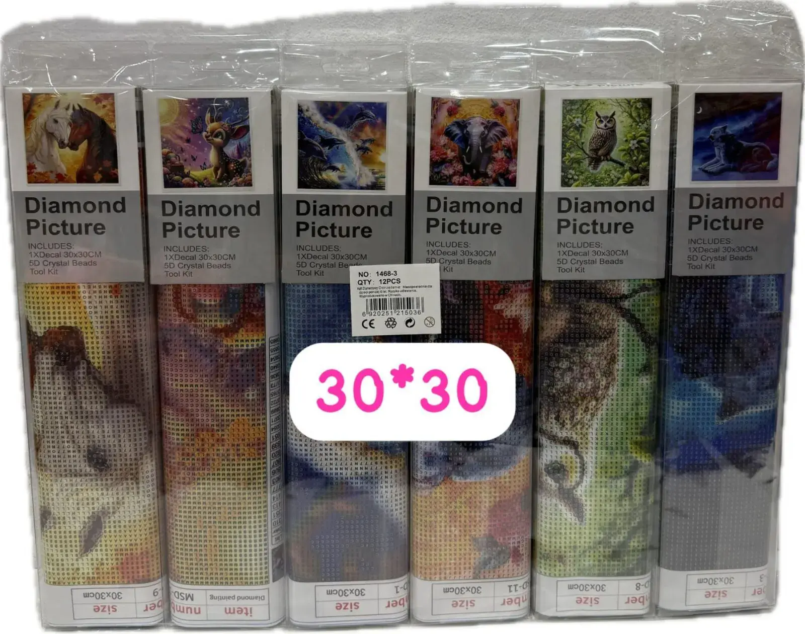 Zestaw 6 Diamond Painting 30x30 cm Pokémon Motywy