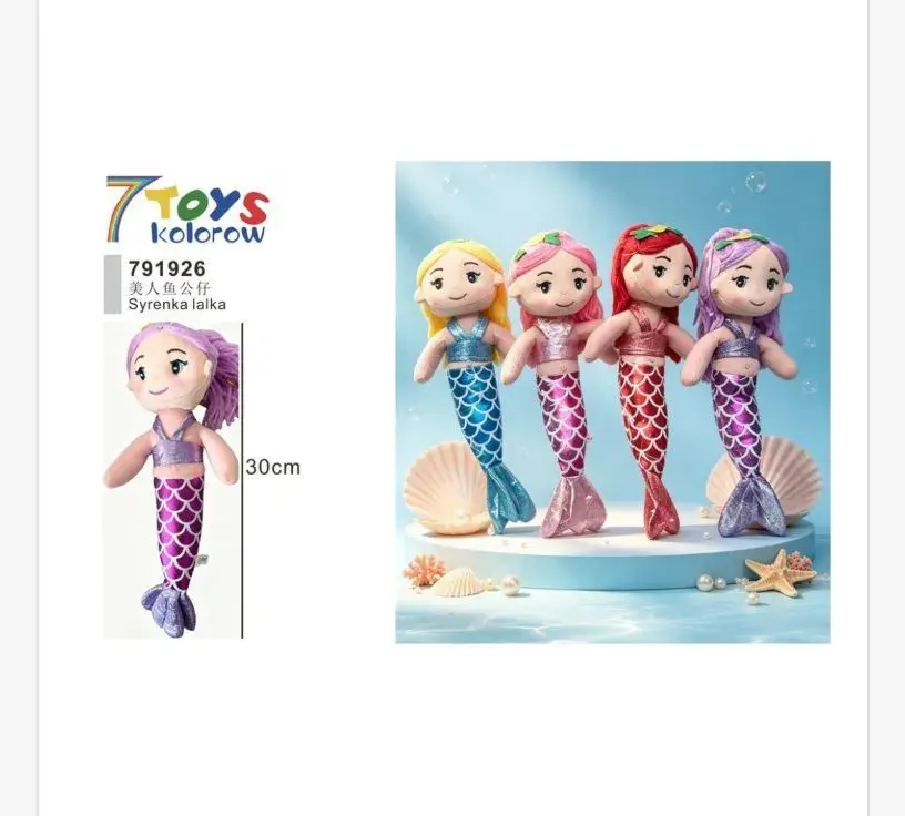 Lalka Syrenka 30 cm miękka pluszowa 7 Toys kolorowa