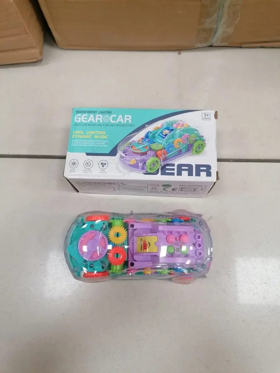 Przezroczysty samochód zębatkowy Gear Car z oświetleniem i muzyką