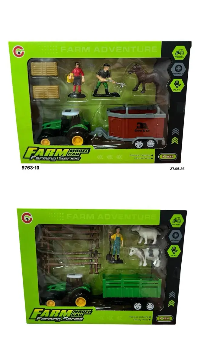 Zestaw Zabawek Rolniczych Farm Adventure Tractor z Przyczepą