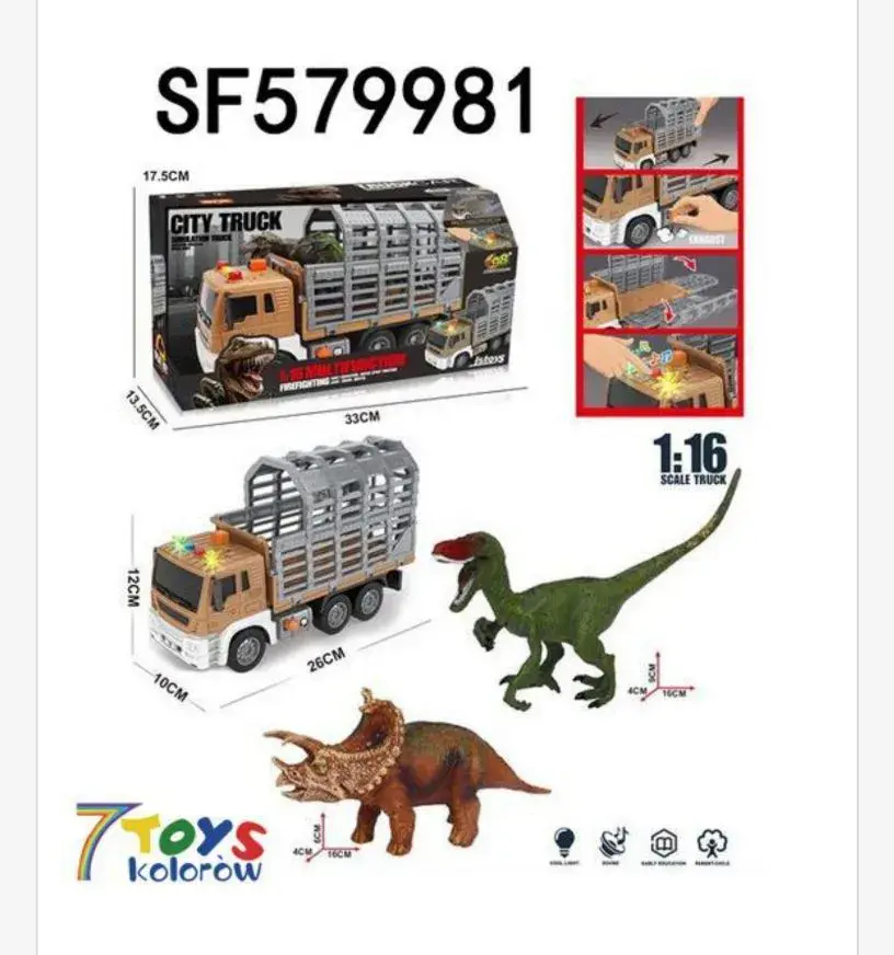 Zabawka City Truck z dinozaurami 17cm skala 1:16