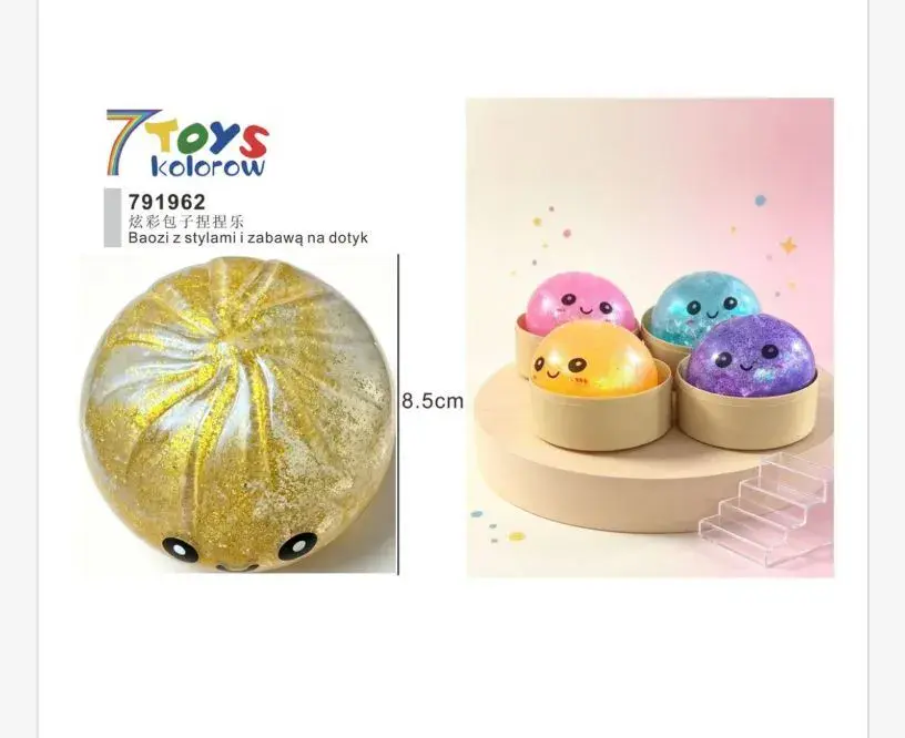 7 Toys kolorowa piłeczka antystresowa 8,5 cm z brokatem