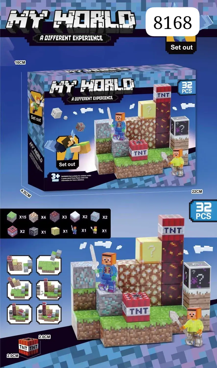 Zabawki Klocki Magnetyczne My World 32PCS 8168