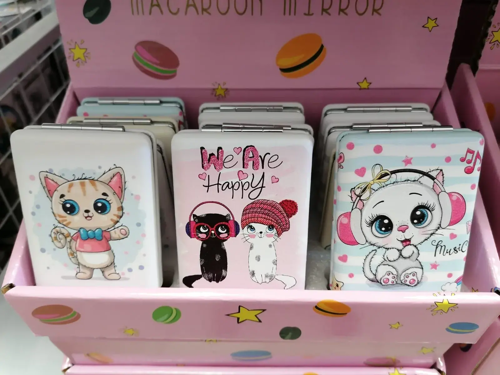 Lusterko Kosmetyczne Macaroon Mirror z kotkami