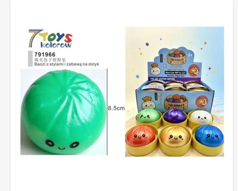 7 Toys Kolorowa Antystresowa Bułeczka 8,5 cm Zabawka Dotykowa