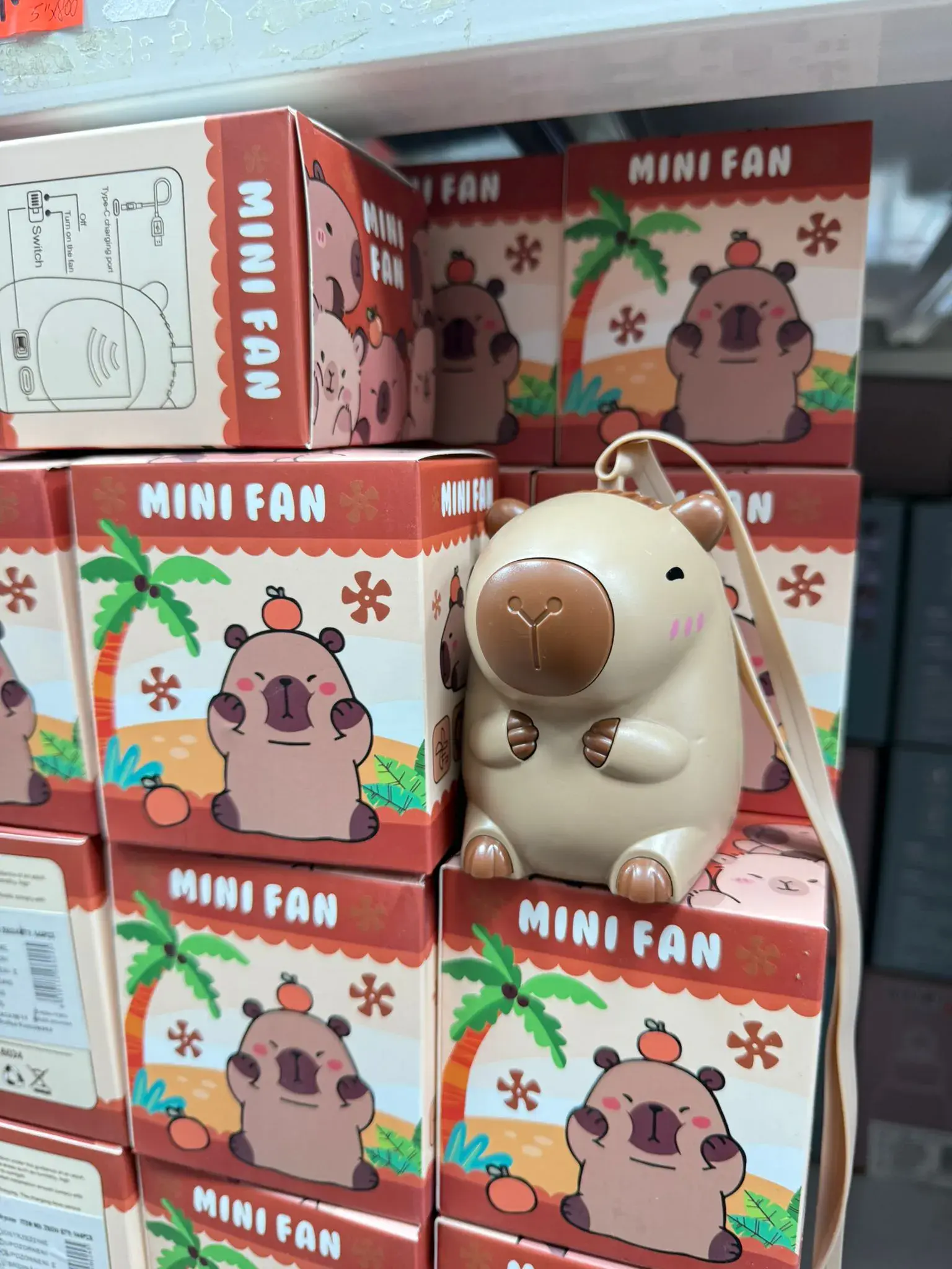 Mini Fan Kapibara - Przenośny Wentylator USB-C ze Smyczą
