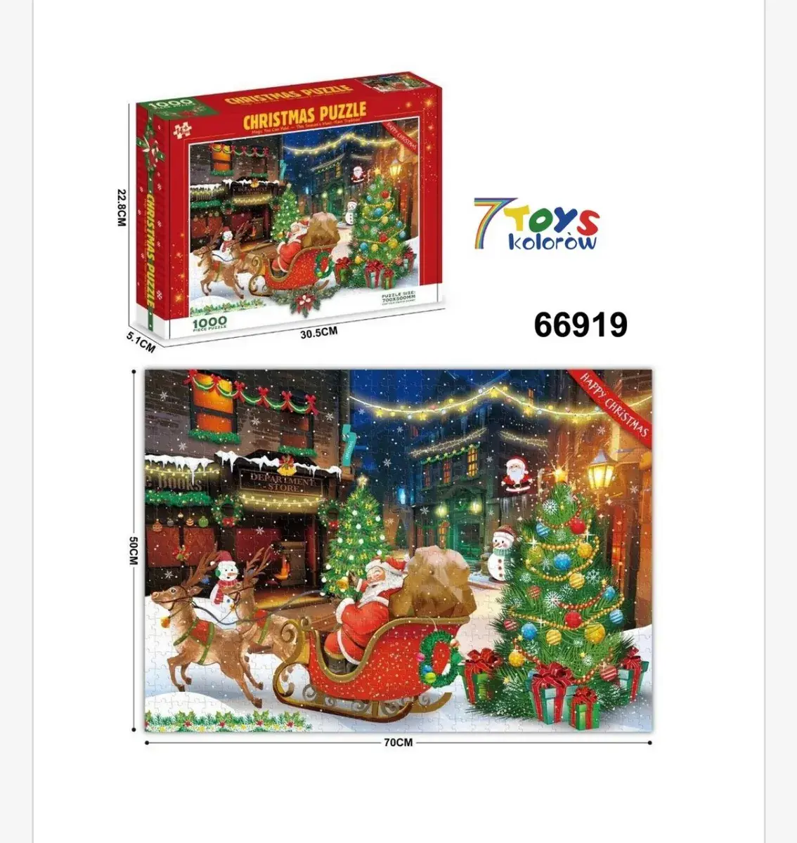 Puzzle świąteczne 1000 elementów z motywem Mikołaja i choinki