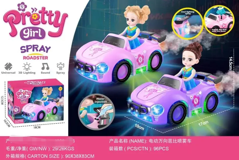 Zabawkowy Roadster Pretty Girl Spray z światłem i muzyką