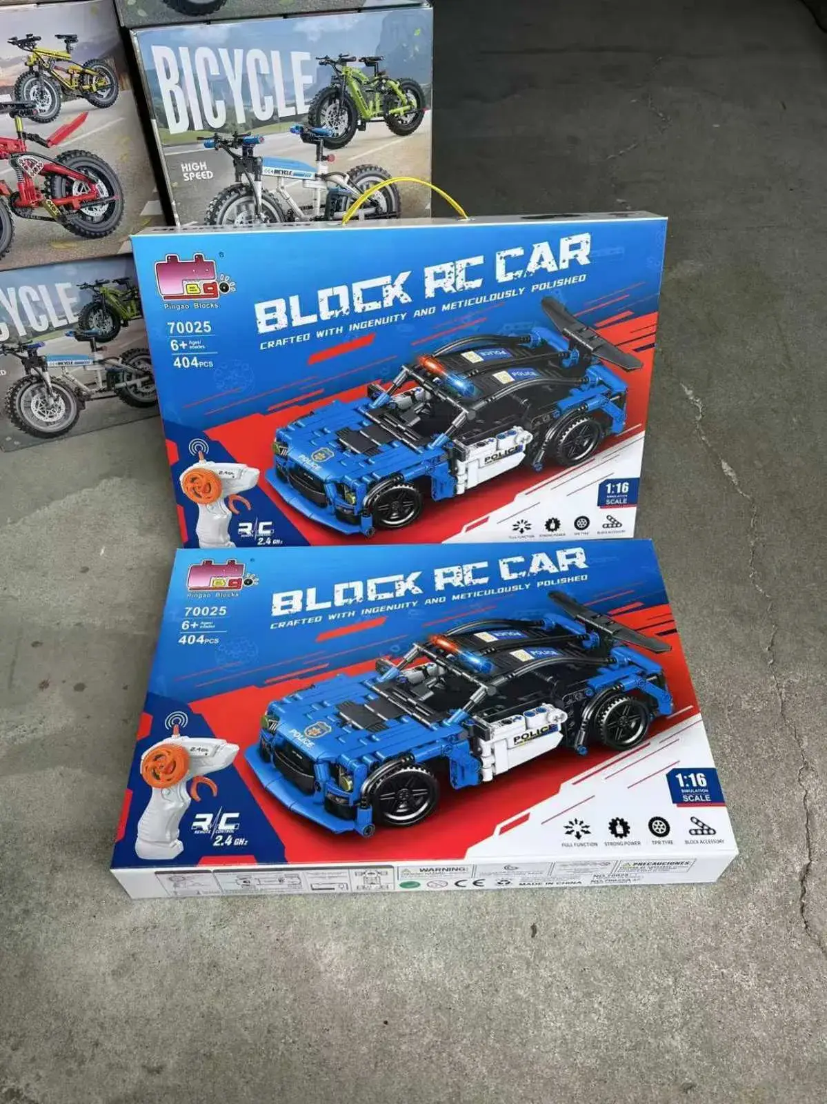 Klocki Block RC Car 404PCS Niebieski Samochód Policja