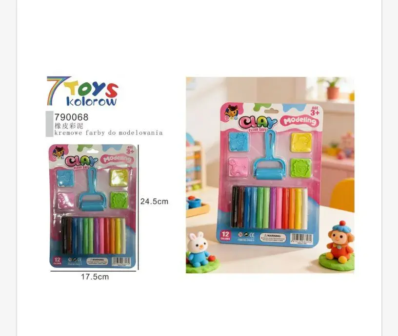 7Toys Kremowa Farba do Modelowania Clay 12 Kolorów 24,5x17,5cm