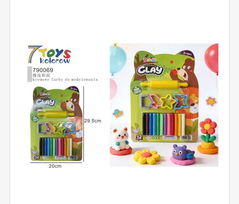 Zestaw 12 kolorów masy plastycznej 7Toys 29,5x20cm z akcesoriami