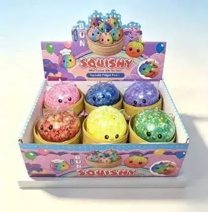 Kolorowe kulki squishy z oczkami zestaw 6 sztuk