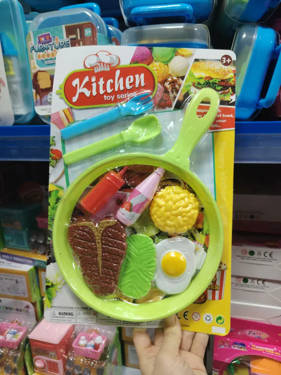 Zabawka Kuchenna Patelnia z Akcesoriami 3+ Zielona z Widelcem i Łyżką