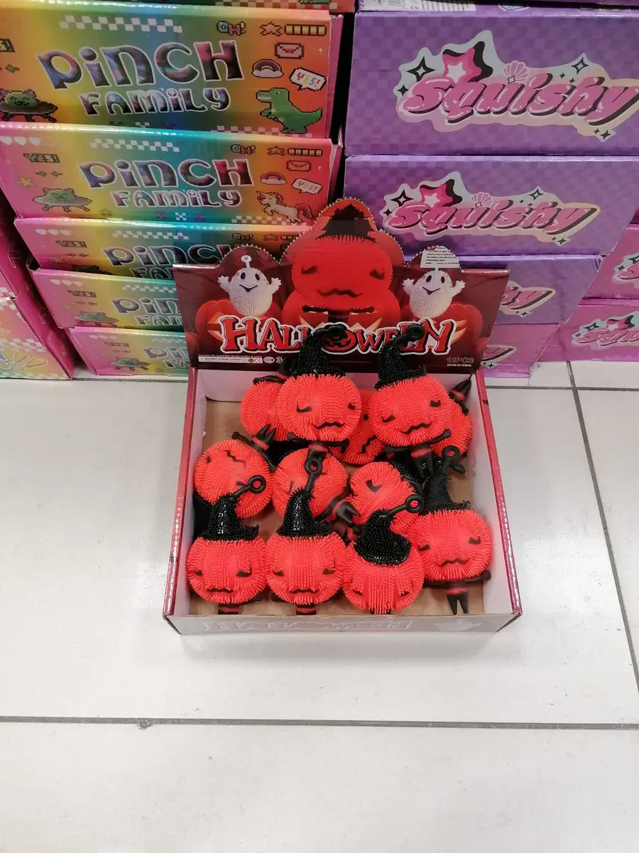 Halloween Dynia Antystresowa Pomarańczowo-Czarna z Kolcami
