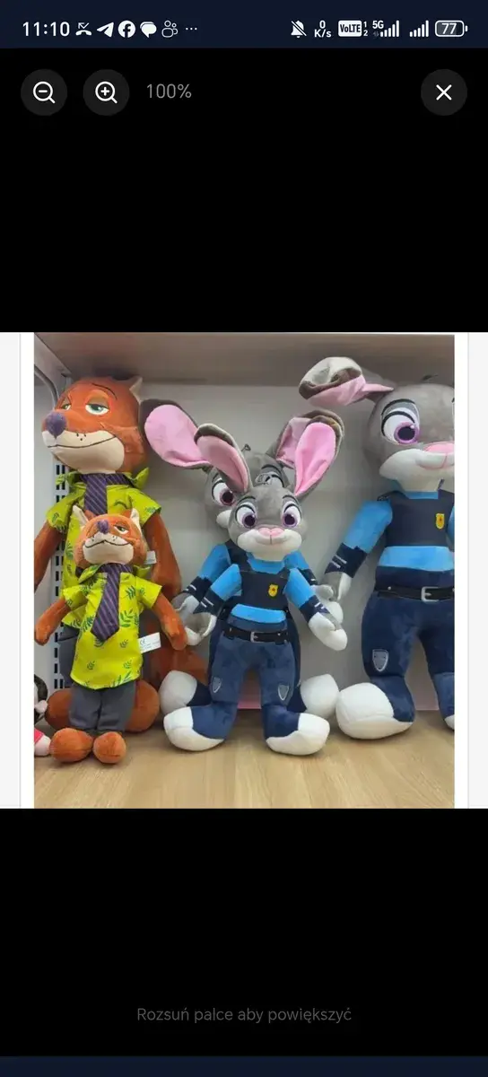 Pluszowy królik policjant szary z różowymi uszami 35 cm