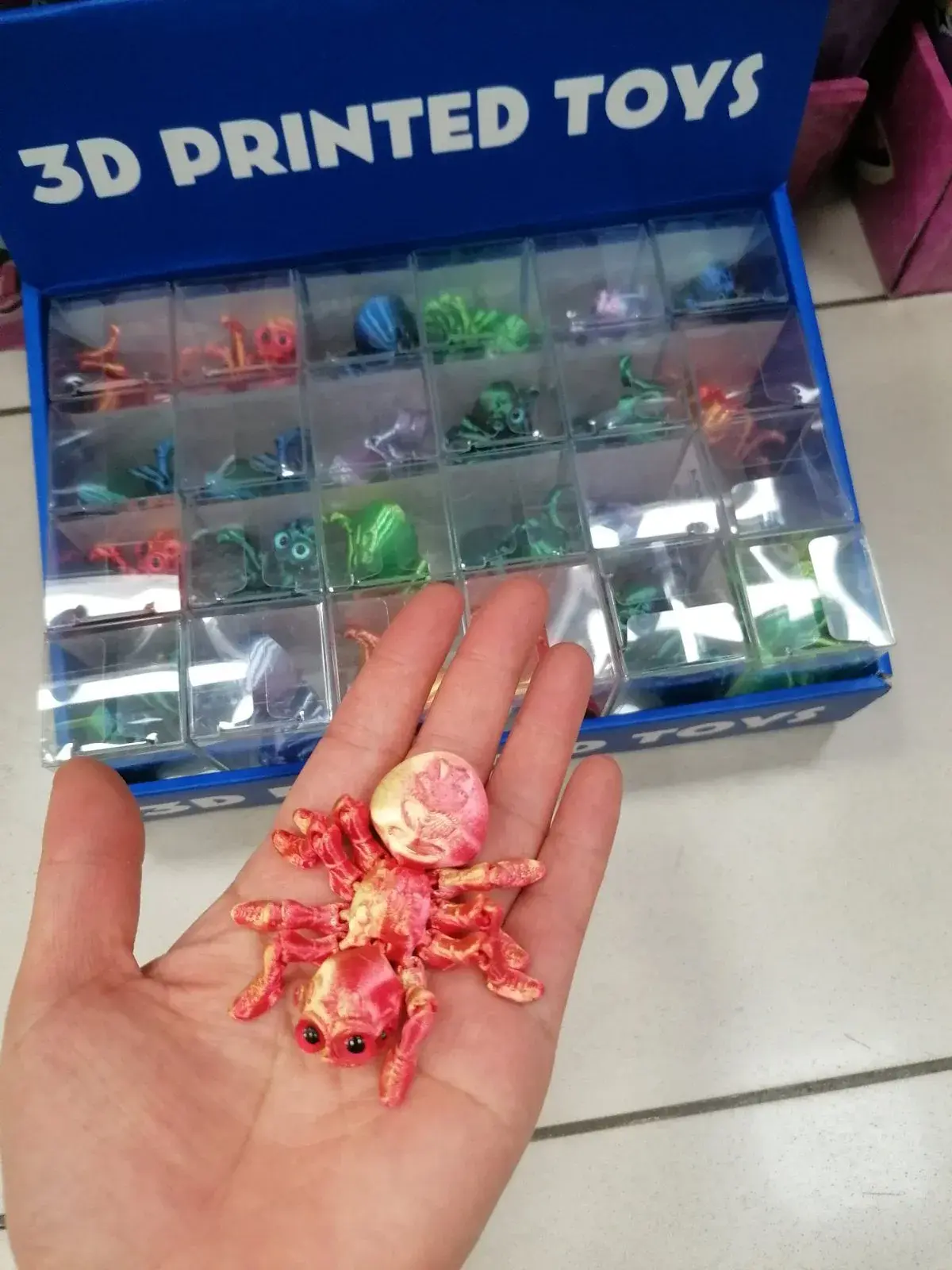 Zabawki 3D Druk Ruchome Figurki Pająki Miks Kolorów 24szt