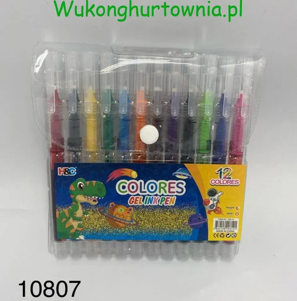 Długopisy żelowe Colores 12 kolorów H&C w etui z zatrzaskiem