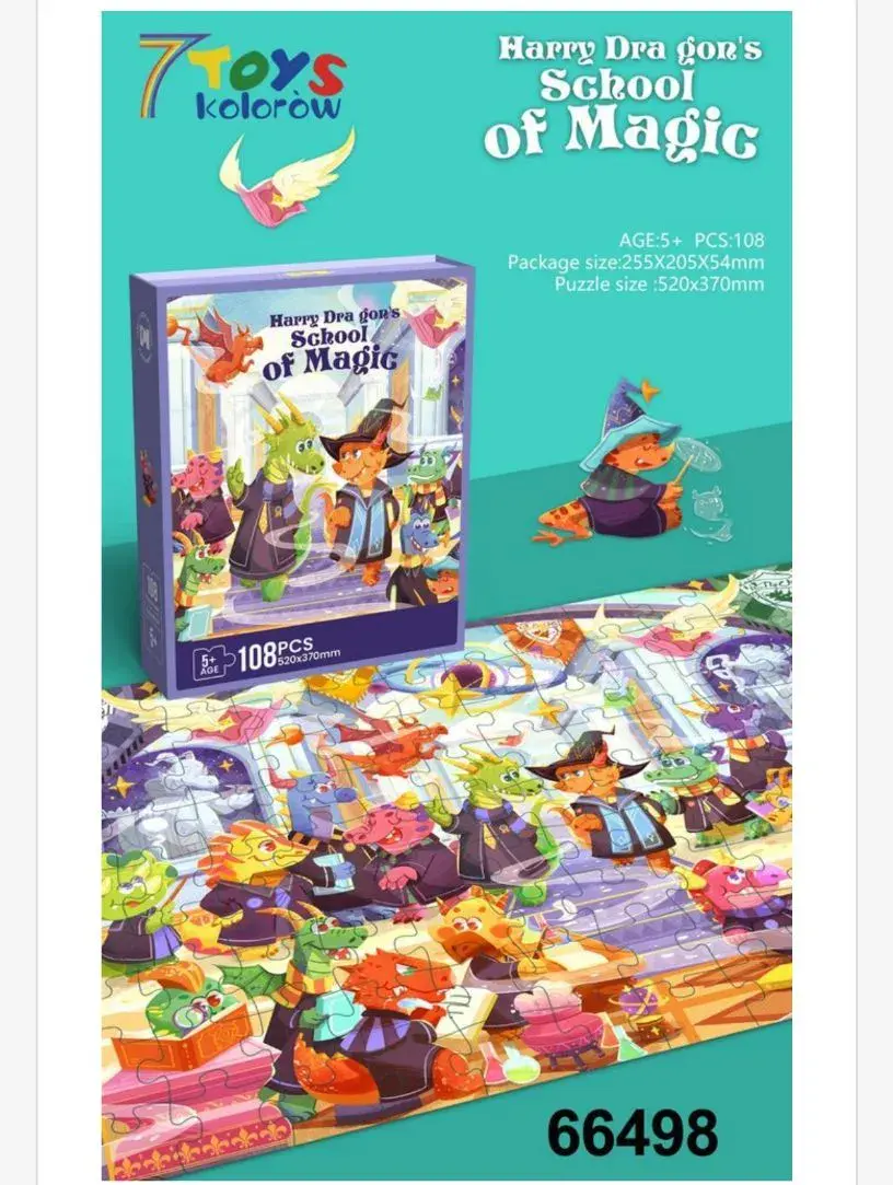 Puzzle Harry Dragon's School of Magic 108 elementów 520x370mm