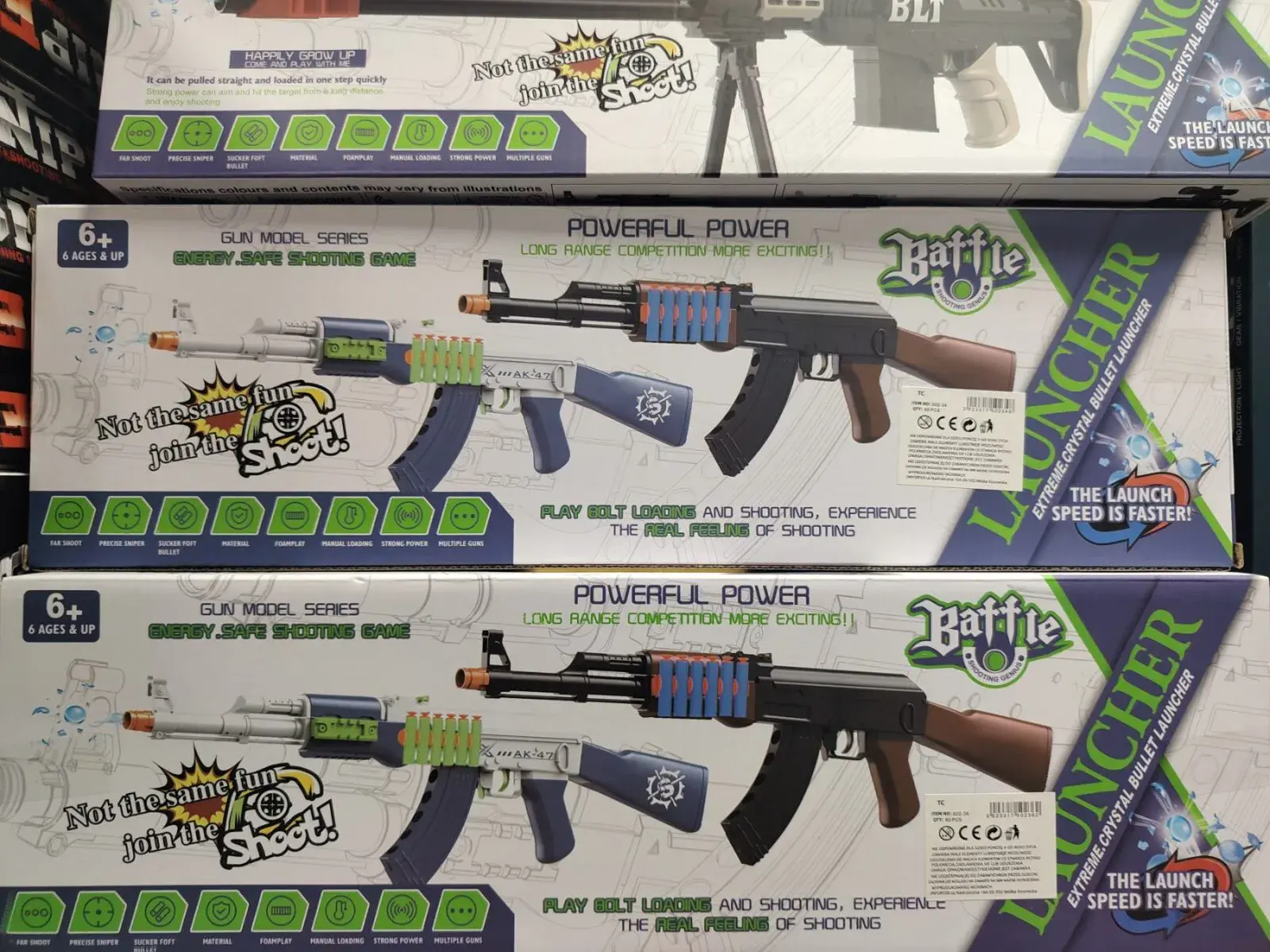Pistolet na kulki Battle Launcher AK47 Nerf 6szt