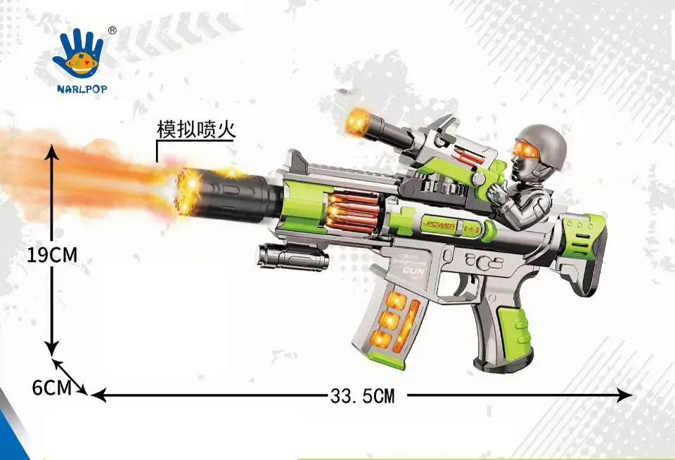 Pistolety dla Dzieci Karabin Świetlny 33.5cm NARLPOP 6szt