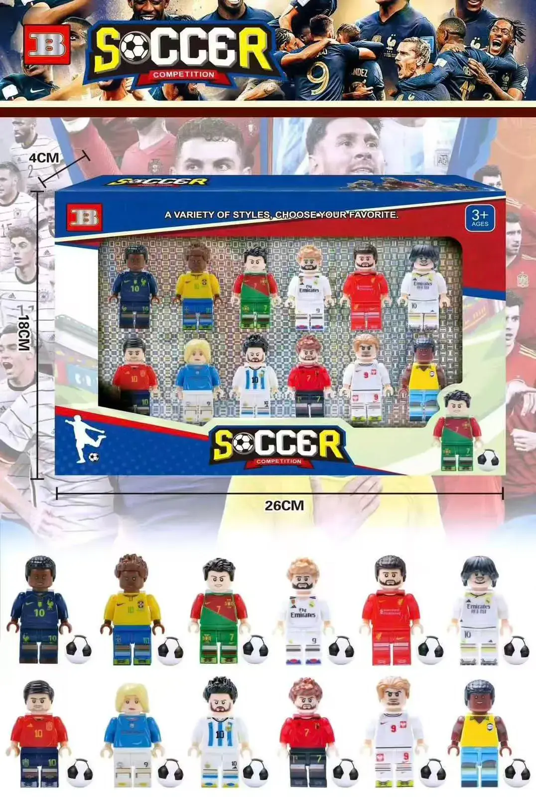 Zestaw figurek Soccer 12 szt. 6cm