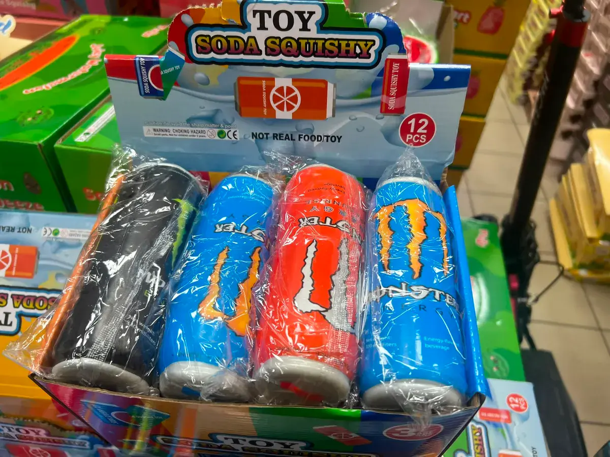 Zabawka Soda Squishy w puszce mix kolorów 12 sztuk