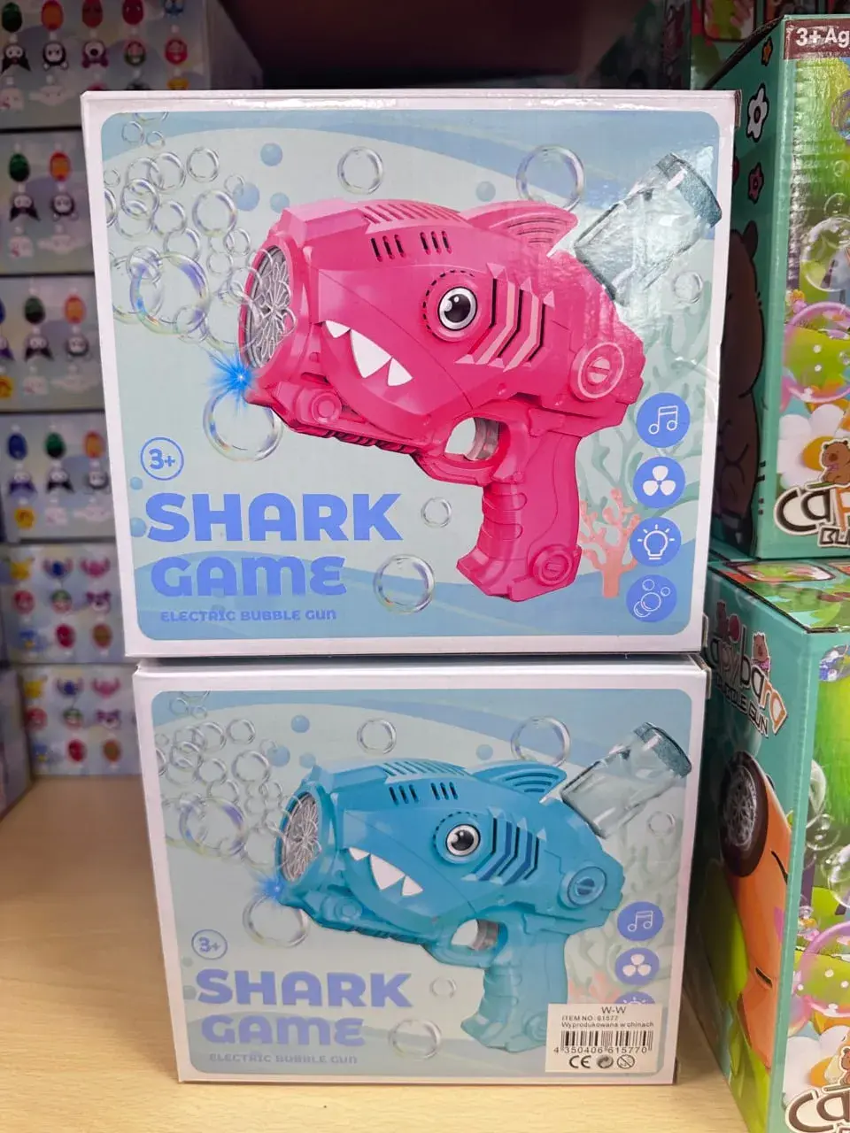 Pistolety Bubble Gun Rekin Shark Game Elektryczne Mix 6 szt