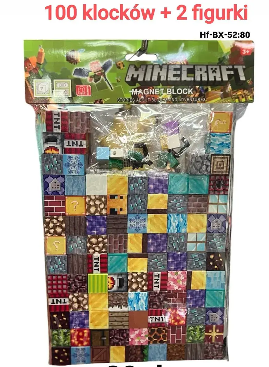 Minecraft Magnet Block 100 klocków + 2 figurki