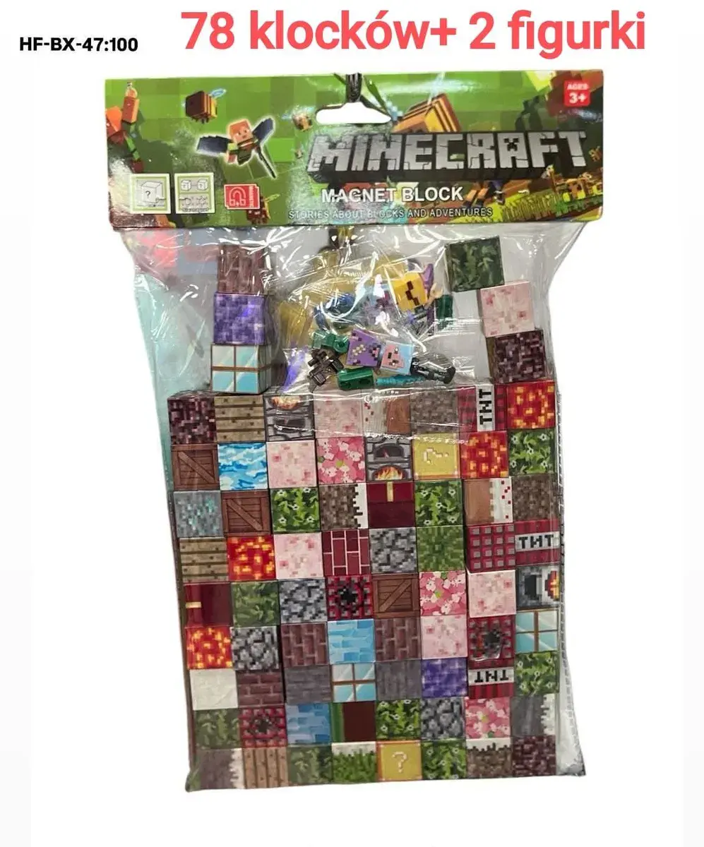 Klocki Magnetyczne Minecraft 78 klocków + 2 figurki