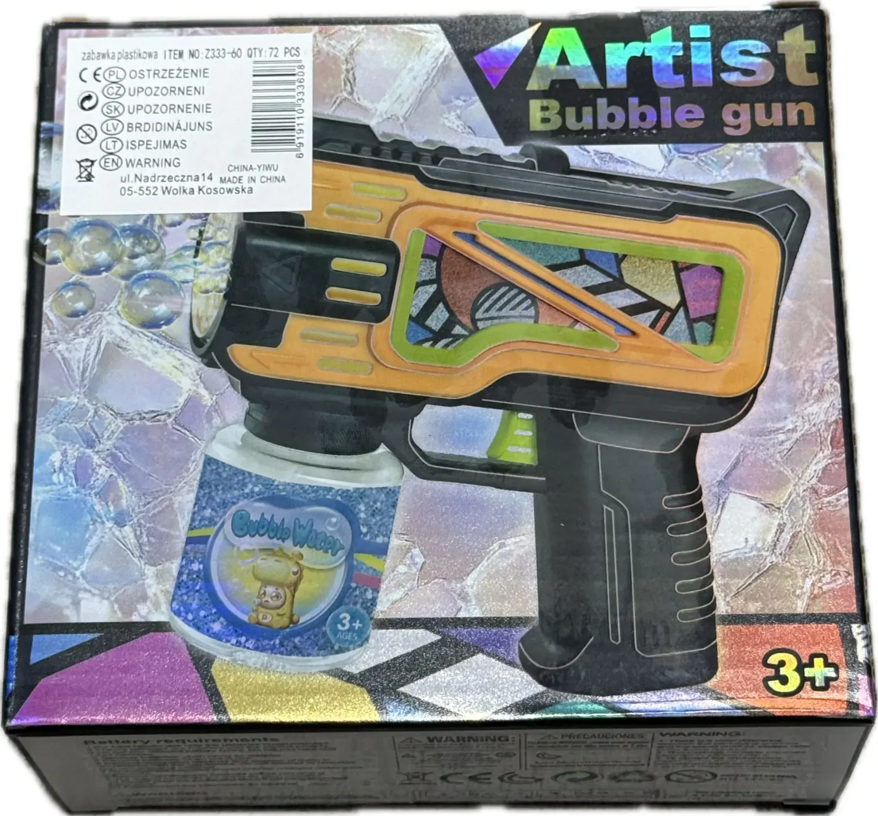 Artistist Bubble Gun 3+ pistolet do baniek mydlanych kolorowy plastik
