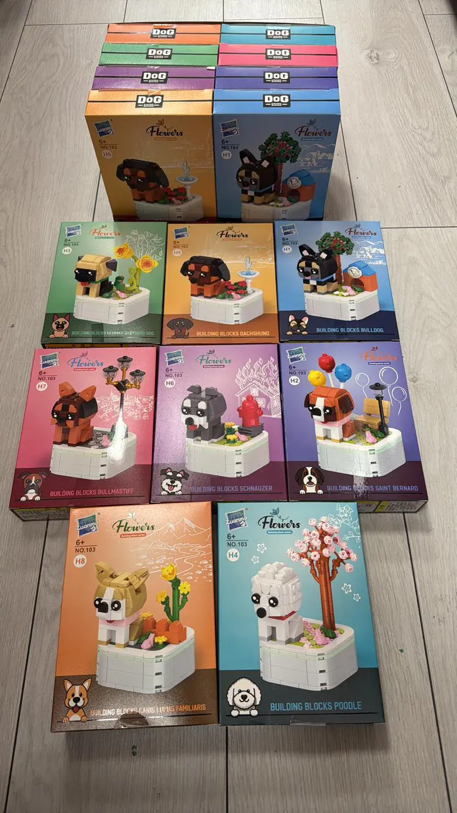 Zestaw klocków Nanoblock psy i kwiaty