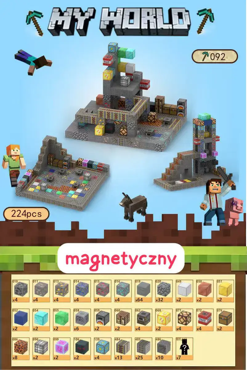 My World magnetyczny zestaw klocków 224 elementy