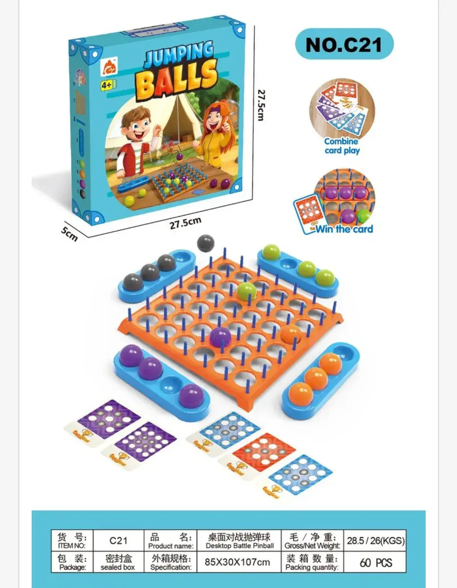 Gra planszowa Jumping Balls z kolorowymi kulkami i kartami