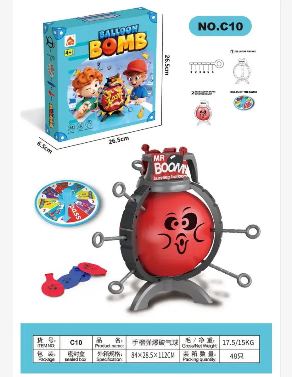 Gra Balloon Bomb z czerwonym balonem i spinnerem 26,5x26,5 cm