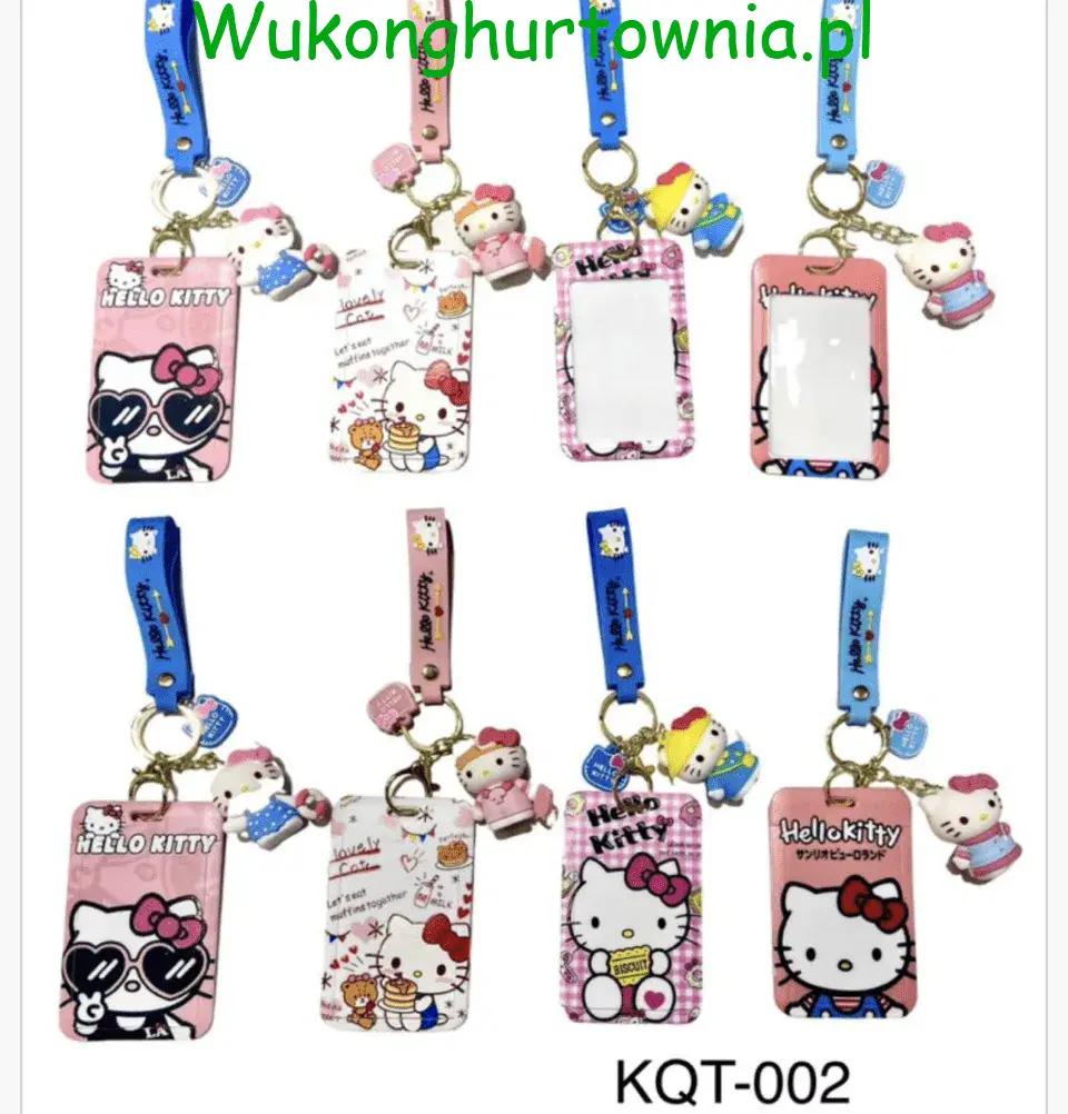 Przywieszka do bagażu Hello Kitty z figurką 3D i smyczą, 12 szt.