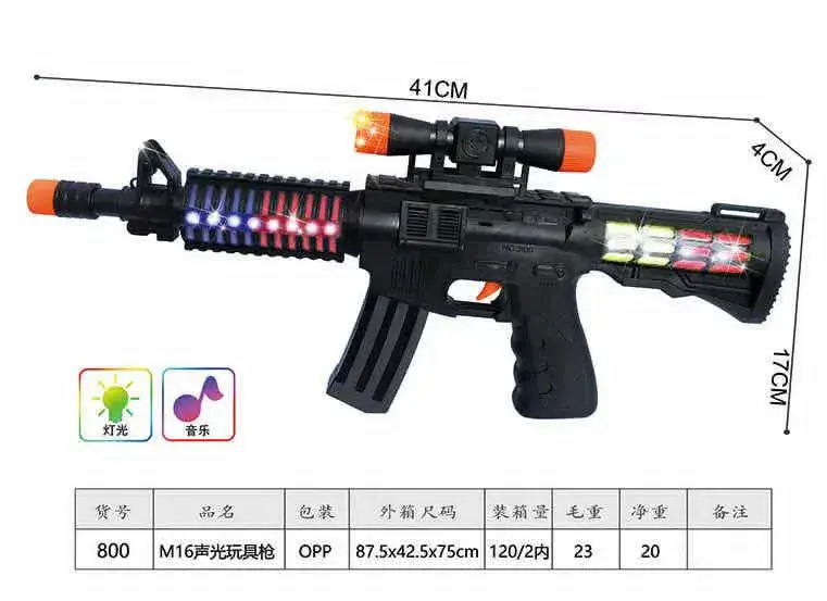 Karabin zabawkowy M16 czarny z podświetleniem i dźwiękiem 41 cm