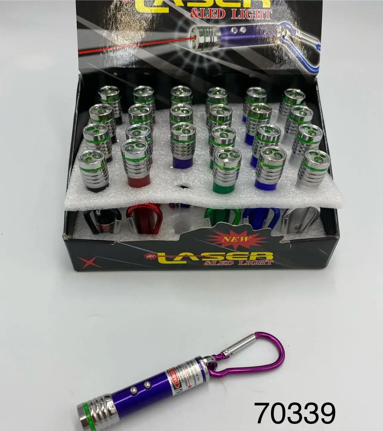 Laser LED Light - Brelok z Karabińczykiem, 24 szt.
