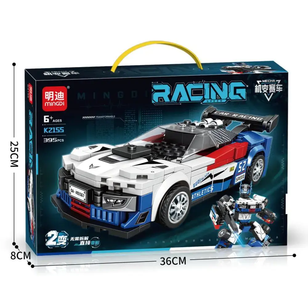 Klocki MINGDI Racing Samochód Wyścigowy 395 elementów 2w1