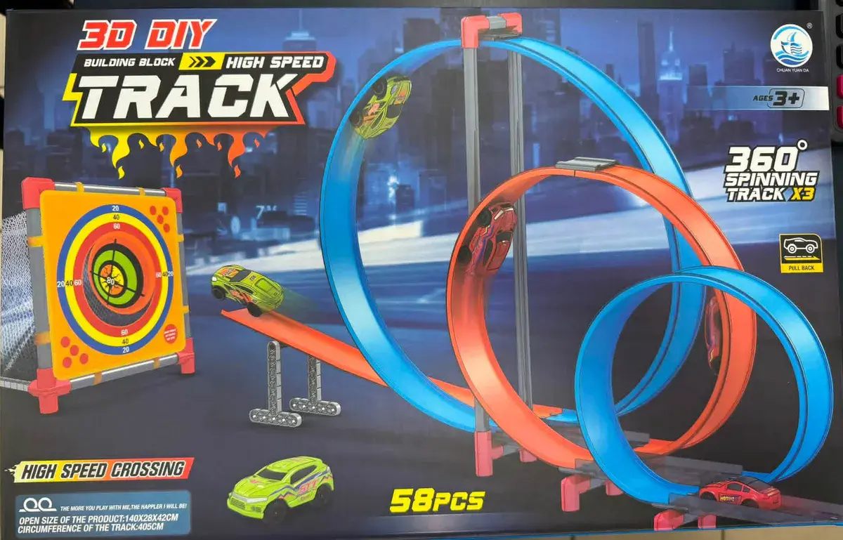 3D DIY High Speed Track Zestaw Torów Wyścigowych z Pętlami 58 elementów