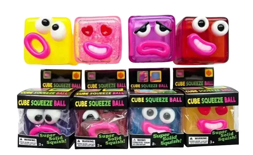 Kostka Antystresowa Cube Squeeze Ball z Emotikonami Mix Kolorów