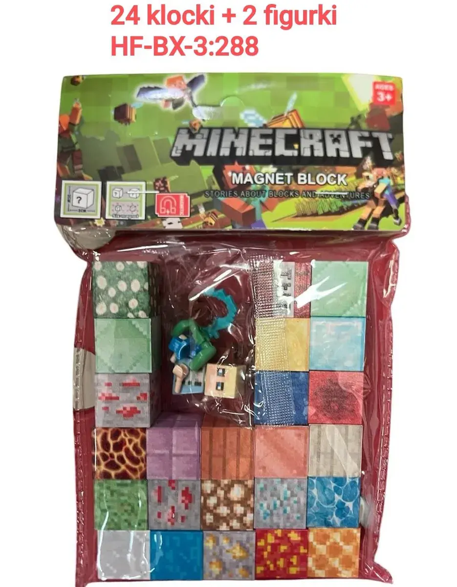 Minecraft Magnet Block 24 klocki + 2 figurki HF-BX-3:288