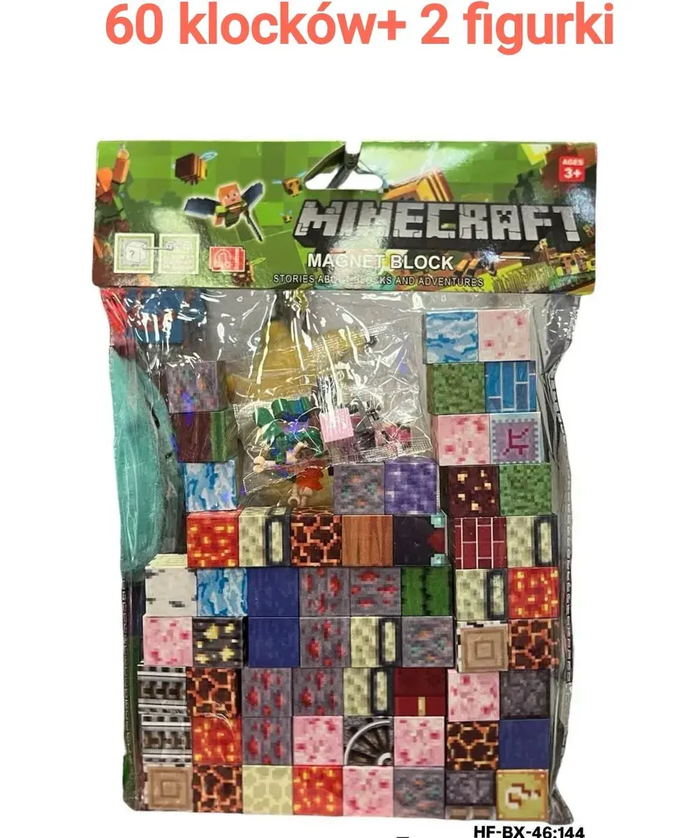 Minecraft Magnet Block 60 klocków + 2 figurki