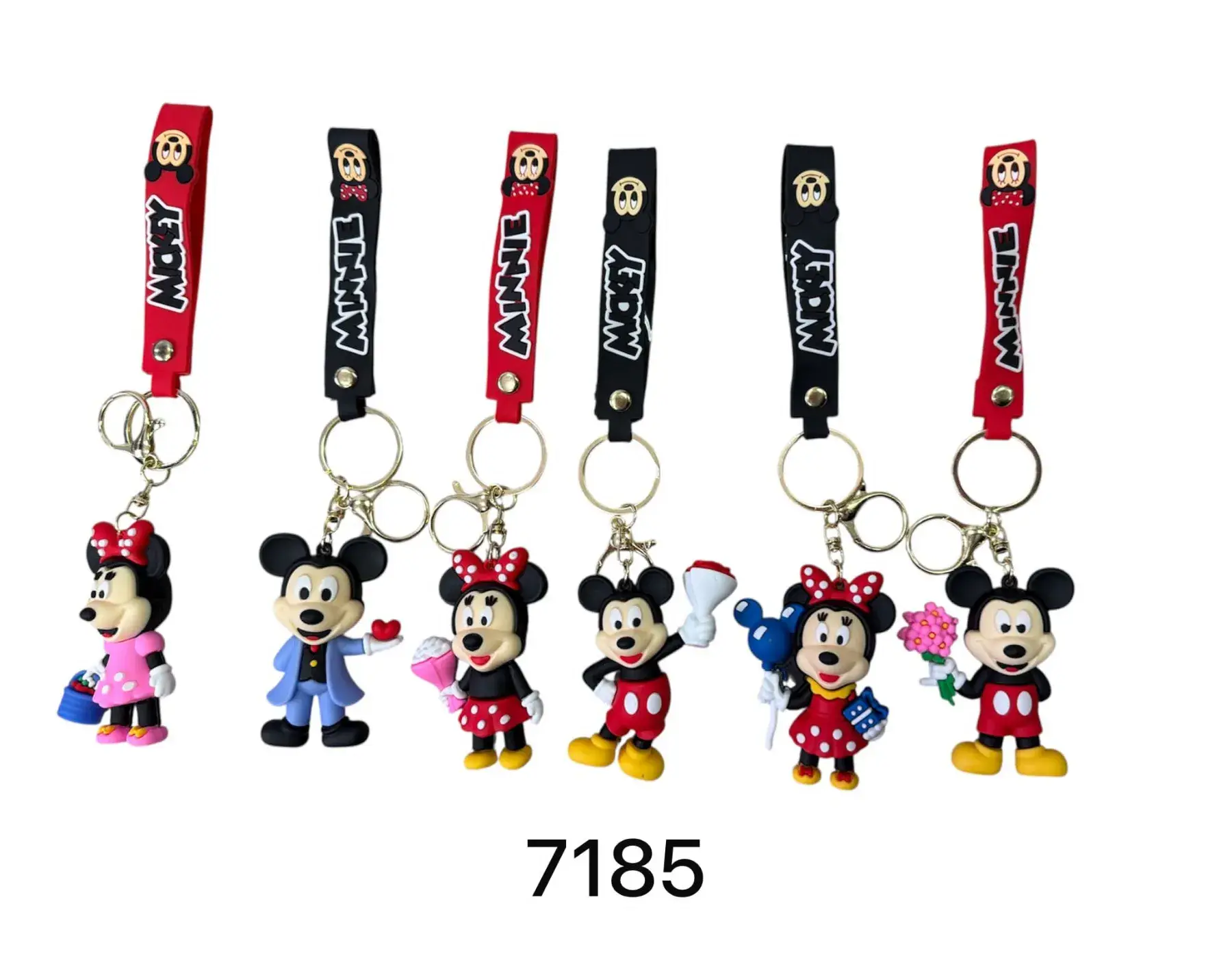 Breloki do kluczy z figurkami Myszki Minnie i Myszka Mickey 7185