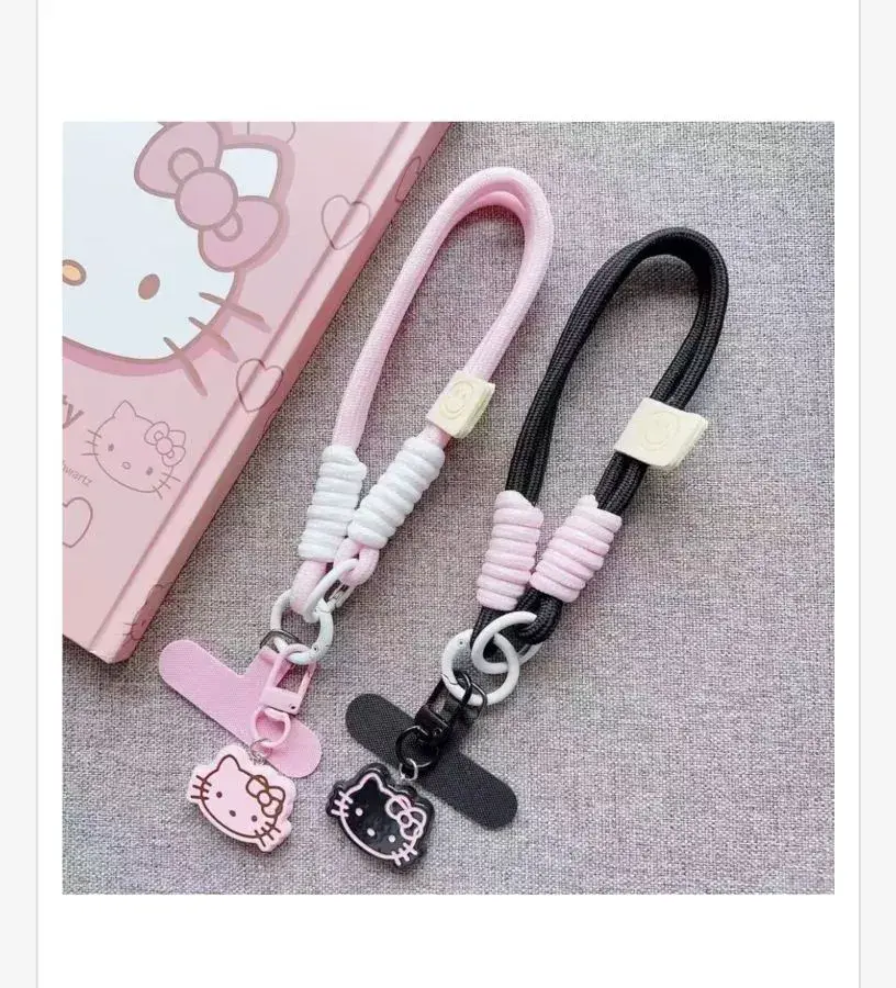 Smycz do telefonu Hello Kitty z zawieszką różowa i czarna