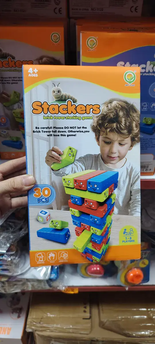Stackers Gra Wieża z Klocków Drewnianych 30 elementów Kolorowa