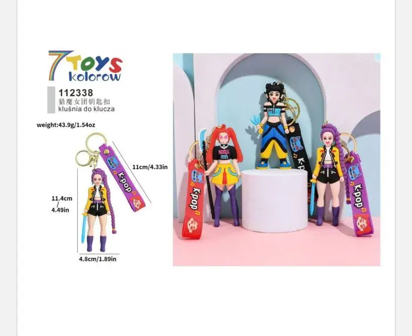 Brelok KPOP z Figurka Dziewczyny 11,4 cm z Fioletowym Paskiem