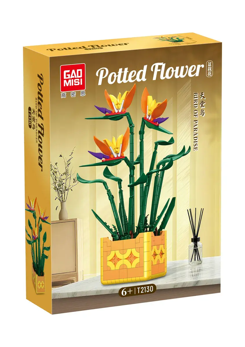 GAOMISI Potted Flower Klocki Konstrukcyjne Kwiat Rajski Zielono-Pomarańczowy